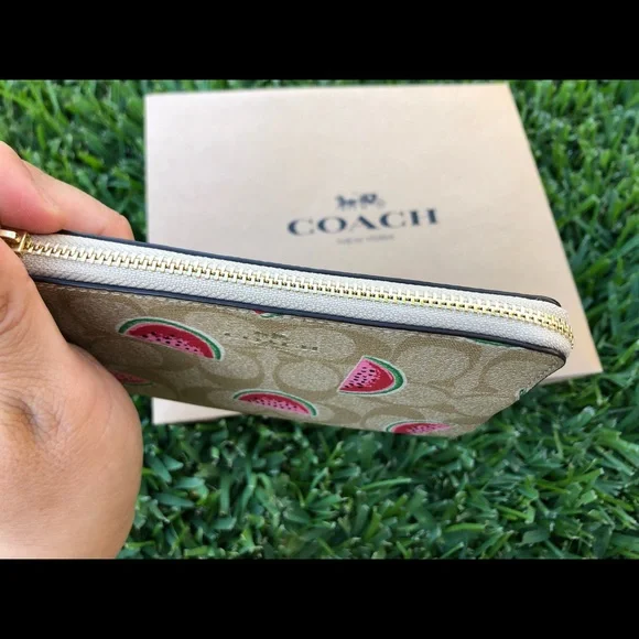 New Coach Corner Zip Wristlet w/ Watermelon Print - Picture 6 of 10